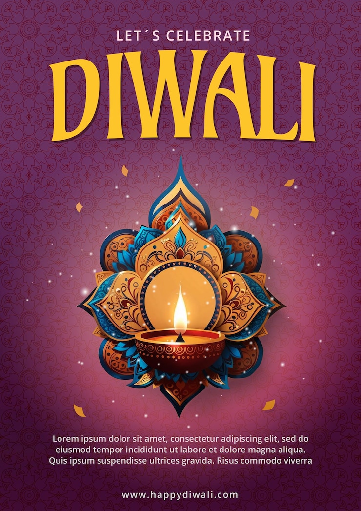 PSD affiche et dépliant de conception de modèle joyeux diwali