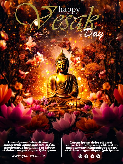 PSD affiche du jour du vesak psd avec bouddha zen