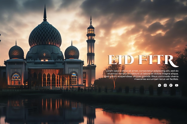 Une affiche eid al-fitr avec le texte eid al-fitr.