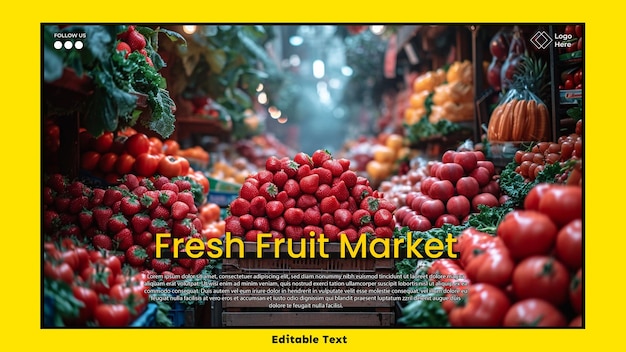 PSD affiche d'épicerie fruits frais sur le marché