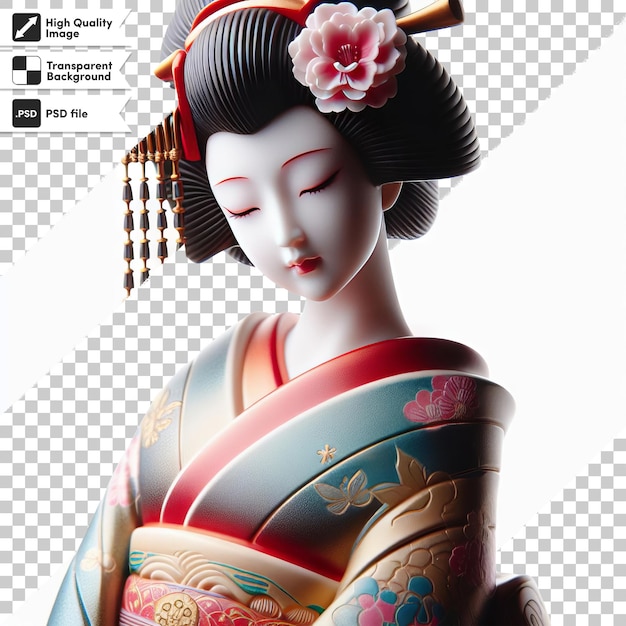 PSD une affiche d'une femme japonaise avec une fleur sur la tête