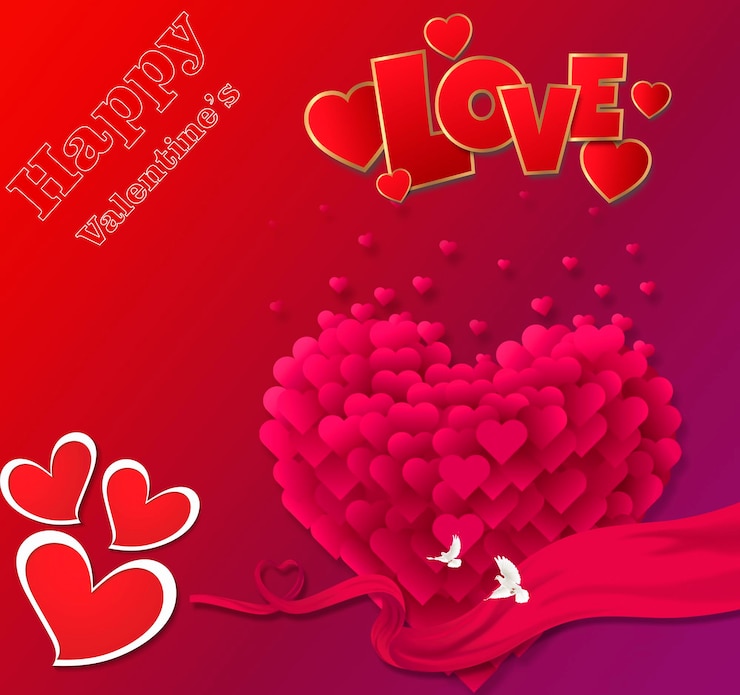 PSD affiche de fête de la saint-valentin avec des cœurs