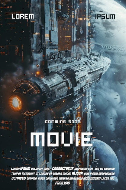 PSD affiche d'un film de science-fiction