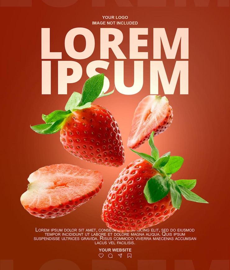 PSD une affiche de framboise fait la publicité du produit