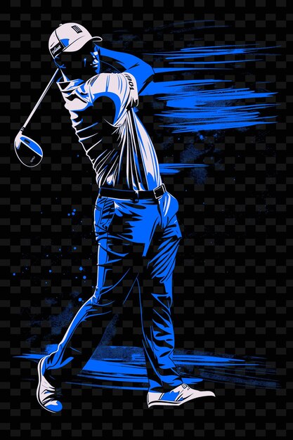 Une Affiche D'un Golfeur Avec Un Fond Bleu