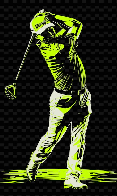 PSD une affiche d'un golfeur avec un fond vert