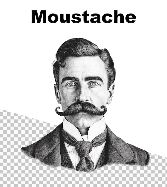 PSD une affiche avec un homme avec une moustache et le mot moustache sur le dessus