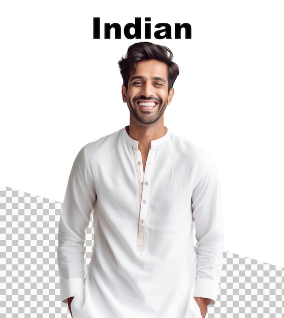PSD une affiche avec un indien souriant et le mot indien en haut