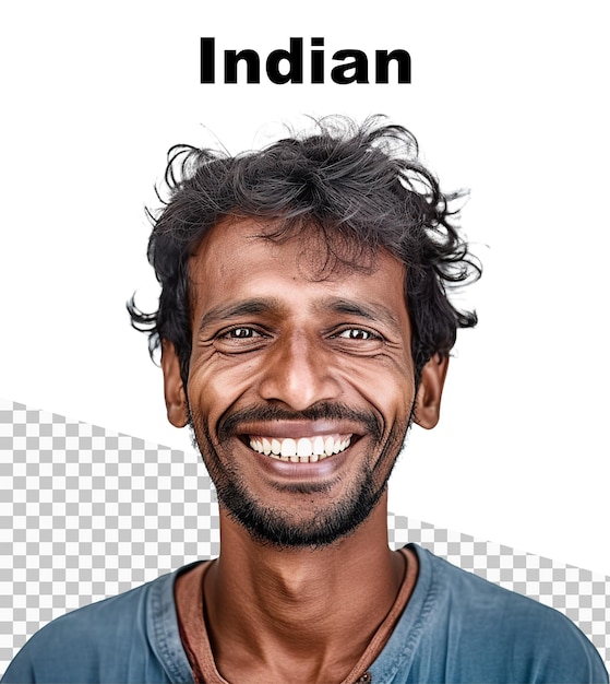 PSD une affiche avec un indien souriant et le mot indien en haut