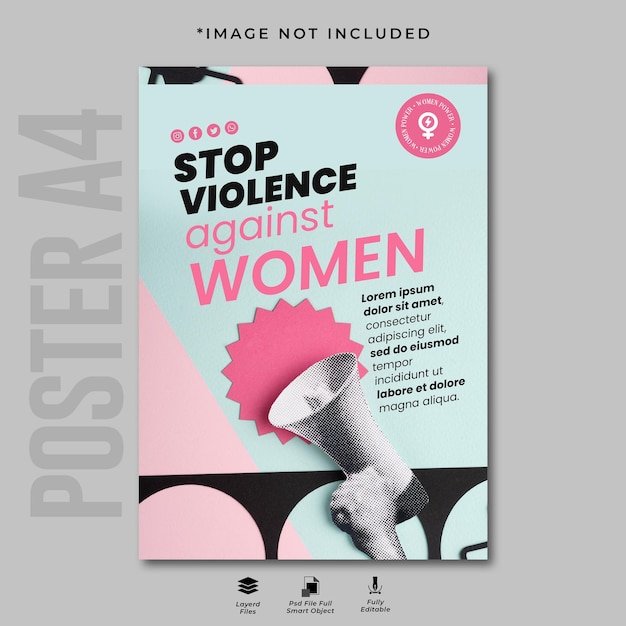 PSD affiche de la journée internationale pour l'élimination de la violence à l'égard des femmes
