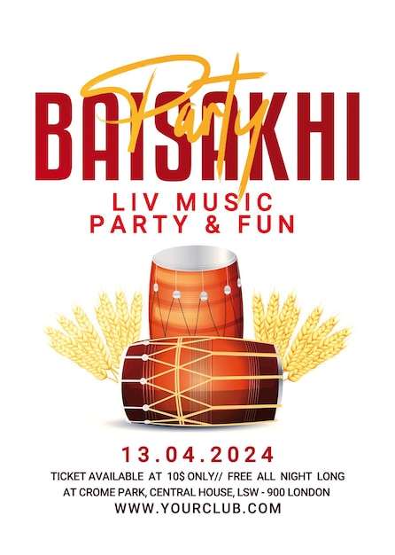 PSD une affiche joyeuse de baisakhi avec un fond créatif