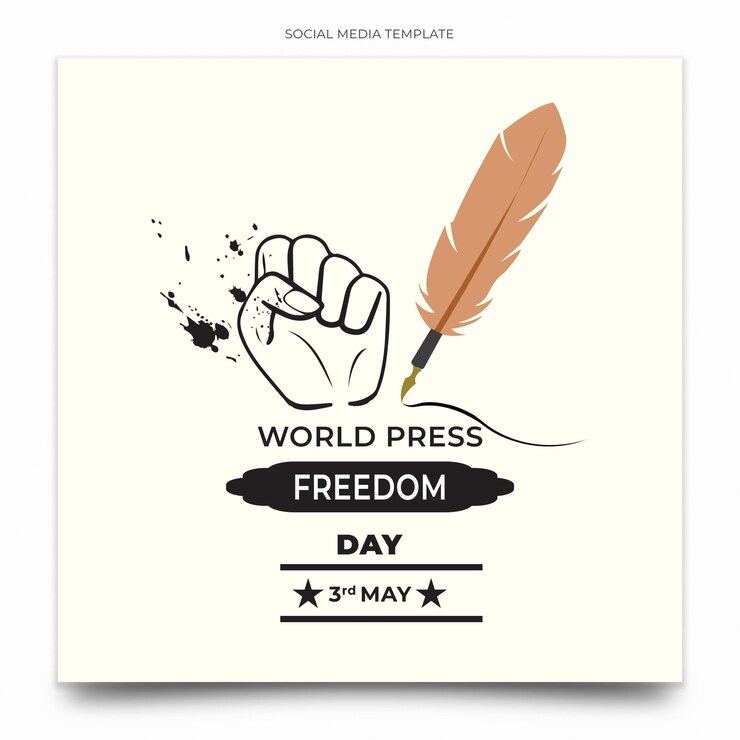 PSD une affiche sur laquelle est écrit la liberté de la presse mondiale