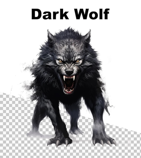 PSD une affiche avec un loup noir agressif et les mots loup noir en haut