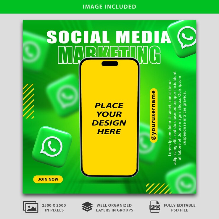 PSD affiche de marketing des médias sociaux whatsapp maquette psd