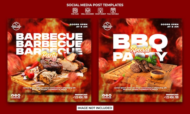 Affiche De Menu De Barbecue Ou Modèle De Publication Sur Les Réseaux Sociaux