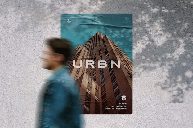 Affiche sur le mur avec une maquette d'effet collé