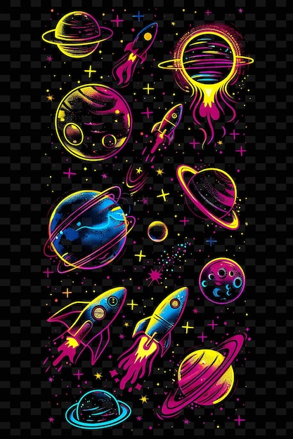 PSD une affiche avec des planètes et des étoiles