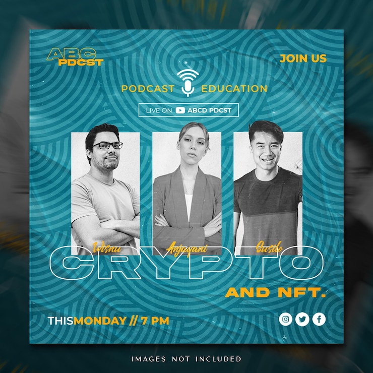 Affiche de podcast Crypto NFT pour les modèles de médias sociaux