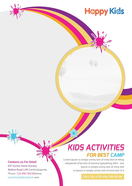 PSD une affiche pour les activités pour les enfants pour les activités des enfants