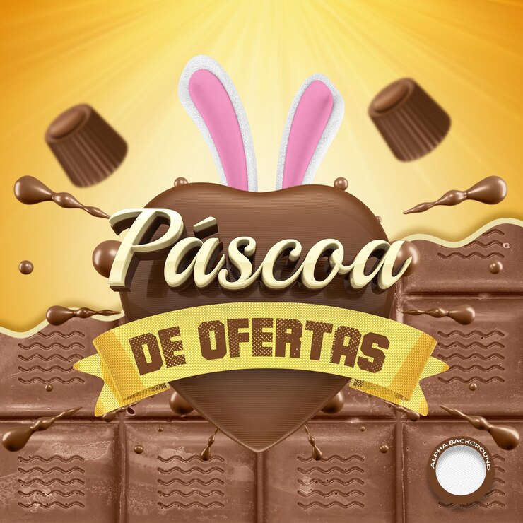 PSD une affiche pour une barre de chocolat avec un lapin dessus