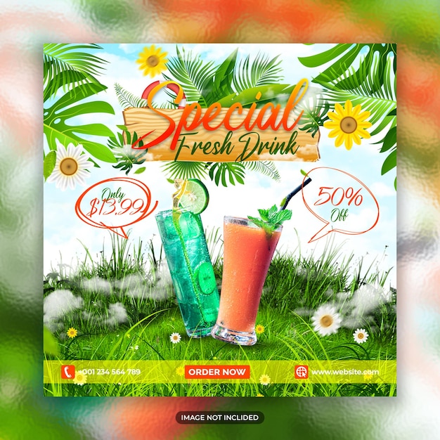 Une Affiche Pour Une Boisson Fraîche Spéciale Avec Un Cocktail Dessus