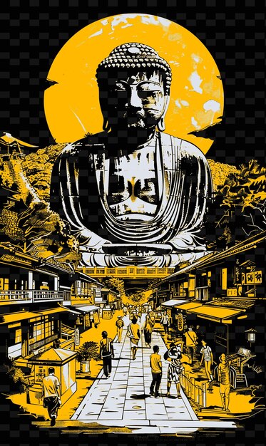 PSD une affiche pour un bouddha avec un fond jaune et un signe qui dit le bouddha