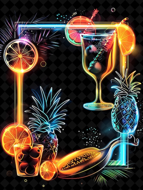 PSD une affiche pour un cocktail avec un verre de cocktail et un citron