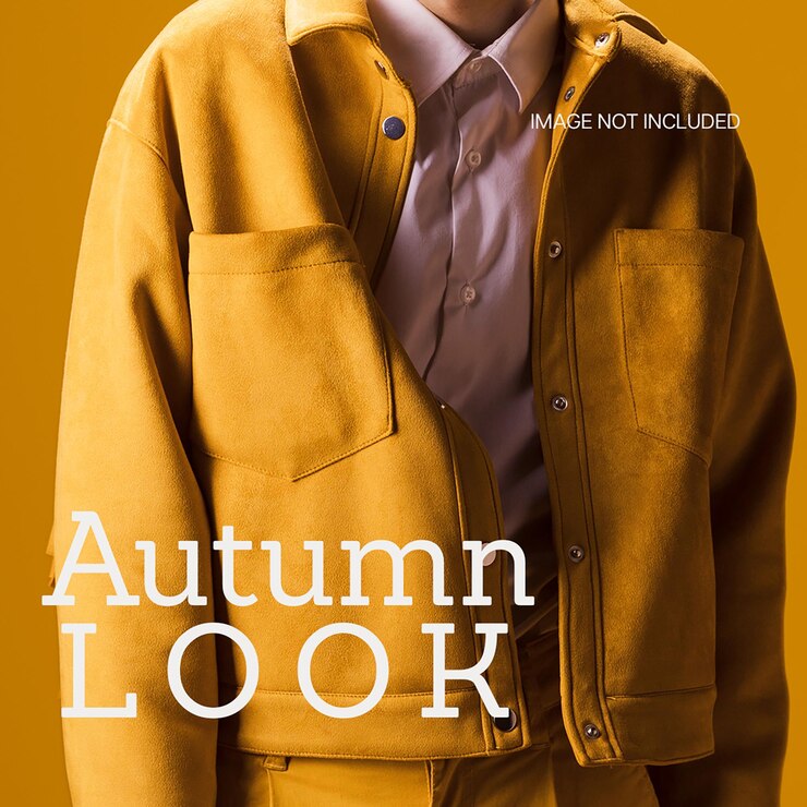 PSD une affiche pour la collection autum look avec un arrière-plan d'image modèle de message pour les médias sociaux