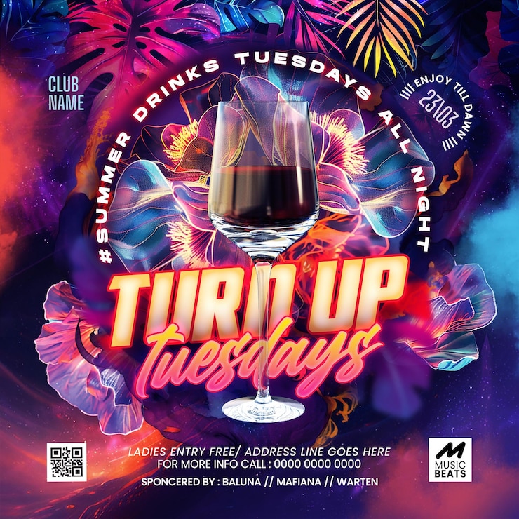 PSD une affiche pour un concert appelé " turnt on saturday "