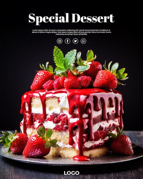 PSD une affiche pour un dessert spécial spécial appelé spécial spécial