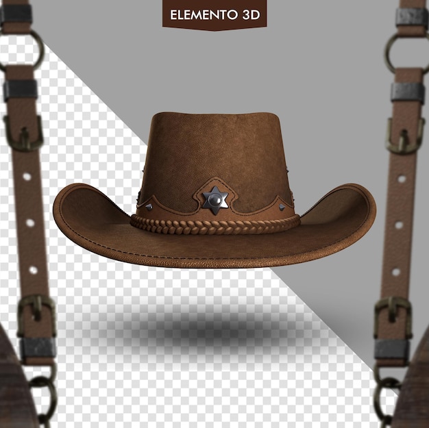 PSD une affiche pour elemento 3d avec un chapeau de cowboy dessus