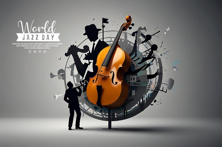 PSD une affiche pour un festival de musique avec une silhouette d'un homme et un violon