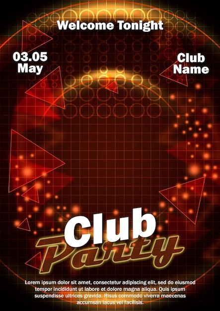 PSD une affiche pour la fête du club avec un fond rouge