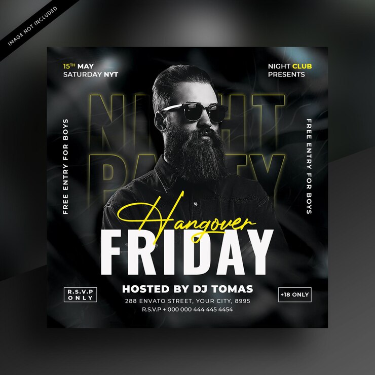 PSD une affiche pour un homme avec une barbe et des lunettes de soleil, un dépliant ou une publication sur les réseaux sociaux
