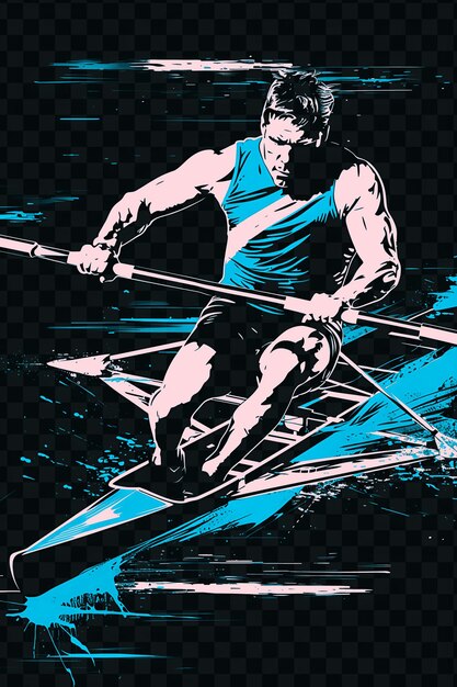 PSD une affiche pour un homme avec une pagaie et une chemise bleue avec une photo d'un homme à l'aviron