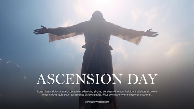 Une affiche pour le jour de l'ascension avec l'image de Jésus en arrière-plan