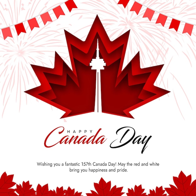 une affiche pour le jour du Canada avec un drapeau et une croix dessus