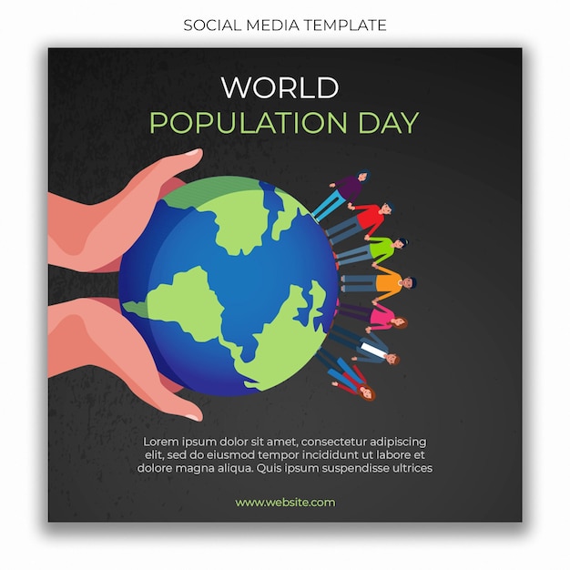 PSD une affiche pour la journée mondiale de la population avec un globe dessus