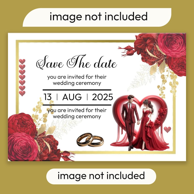 PSD une affiche pour un mariage avec un couple en rouge dessus