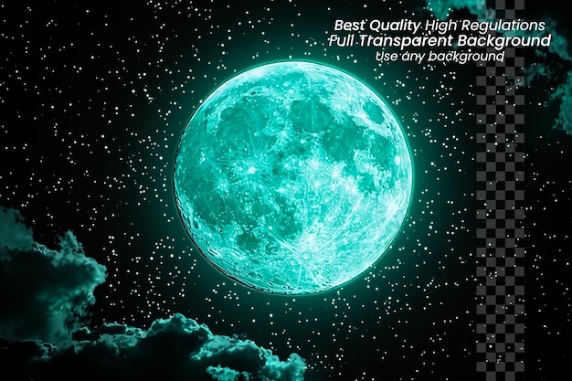 PSD une affiche pour le meilleur produit de qualité avec une lune verte en haut