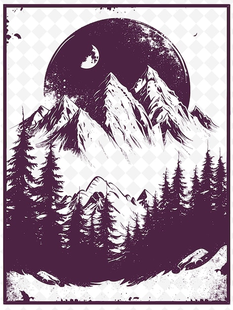 PSD une affiche pour une montagne avec une lune et une lune