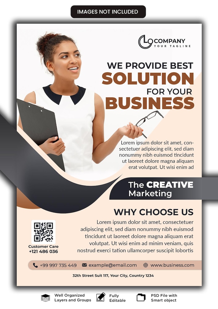 PSD une affiche pour nous fournir des solutions à votre entreprise