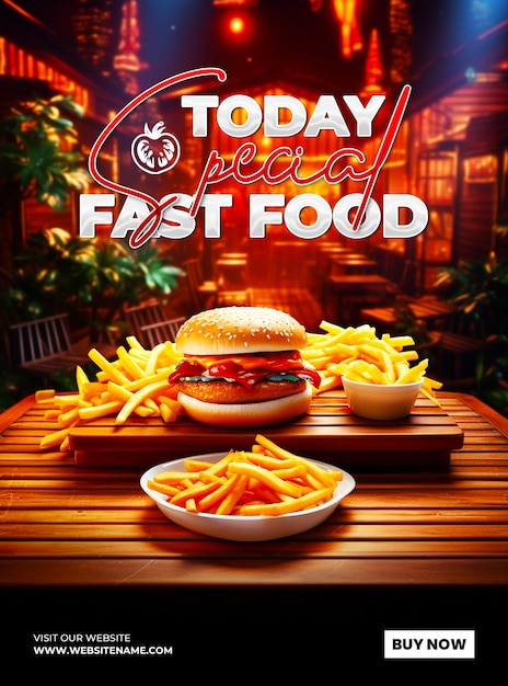 PSD une affiche pour les publicités de menus d'aliments spéciaux