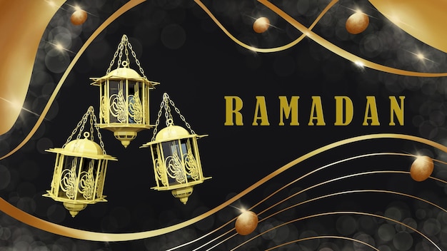 Une Affiche Pour Le Ramadan Avec Un Fond Or Et Noir