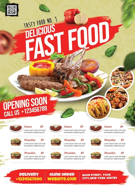 une affiche pour un restaurant de restauration rapide appelé restauration rapide