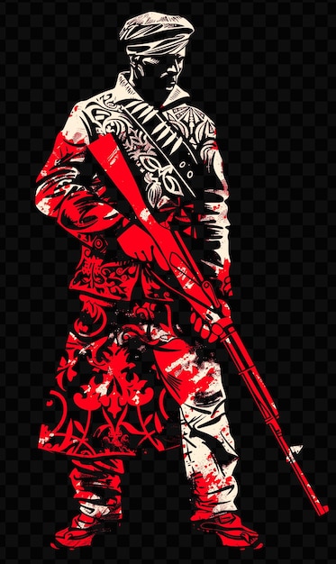 PSD une affiche pour un soldat avec un fond rouge