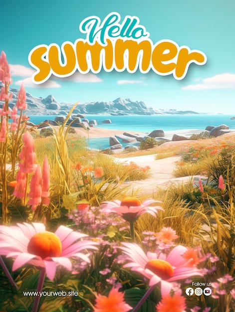 Une Affiche Pour Des Vacances D'été Avec Des Fleurs Là-dessus