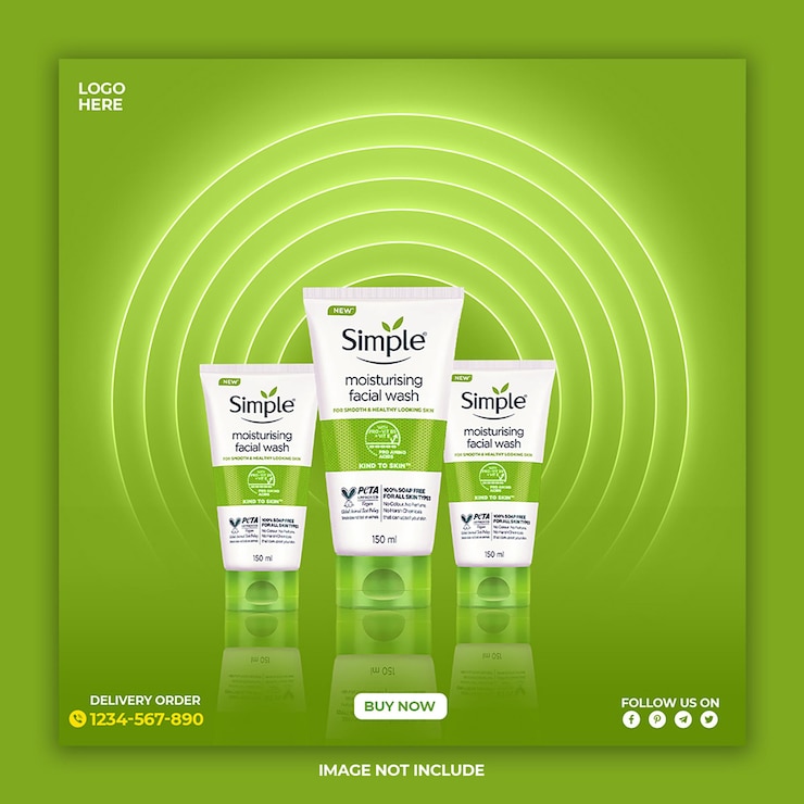PSD affiche de produit de crème pour le visage sur les réseaux sociaux