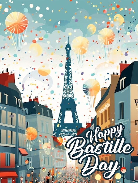 PSD une affiche qui dit bonne fête de la bastille dessus