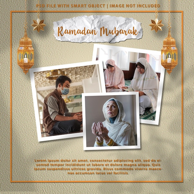 Une affiche qui dit ramadan avec une photo d'un homme et d'une femme.